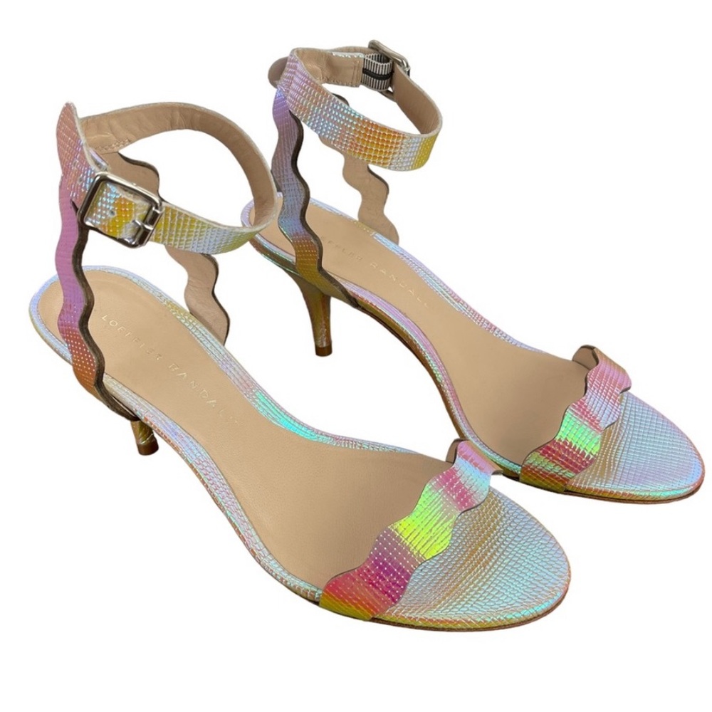 Loeffler Randall Iridescent Reina Scalloped Kitten Heel Sandal - Size 8